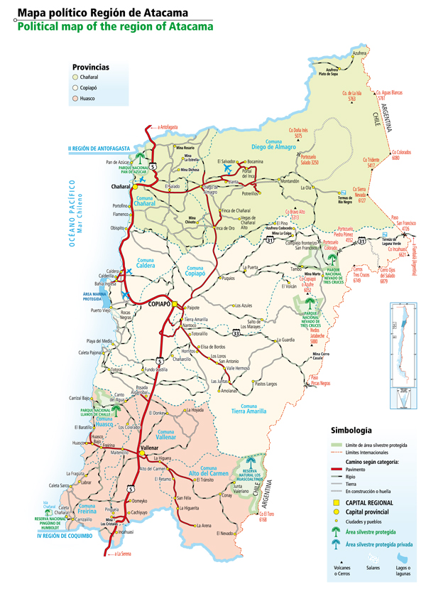 Mapa político de la Región de Atacama