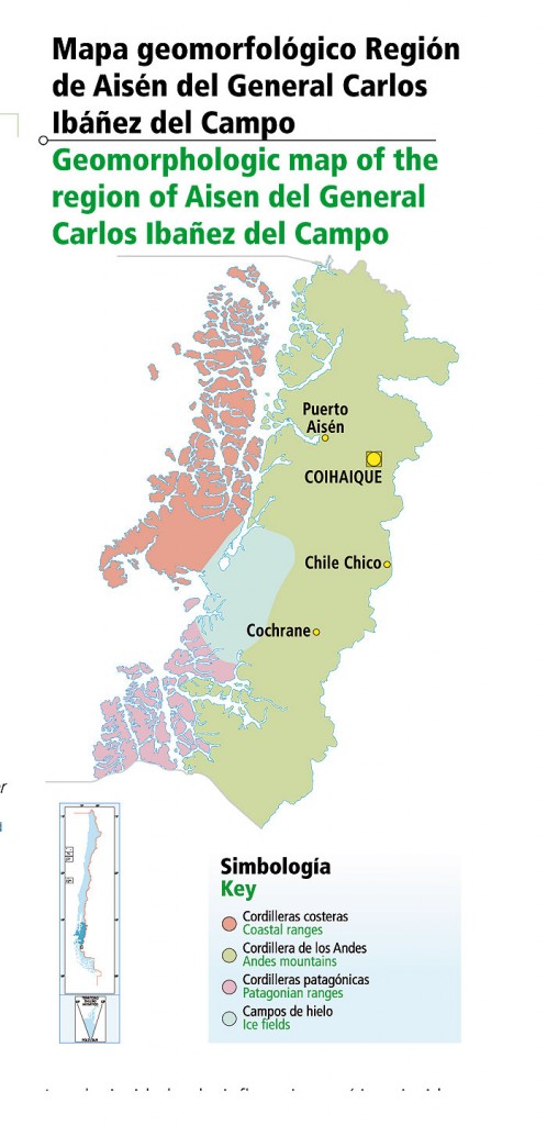 Mapa geomorfológico Región de Aysen del General Carlos Ibáñez del Campo