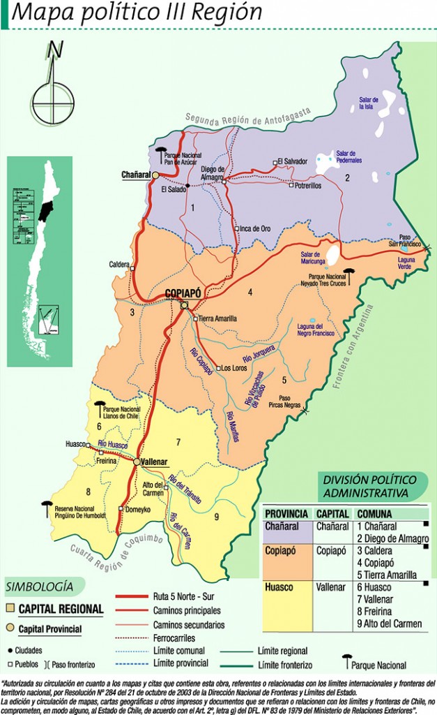 Mapa político III Región