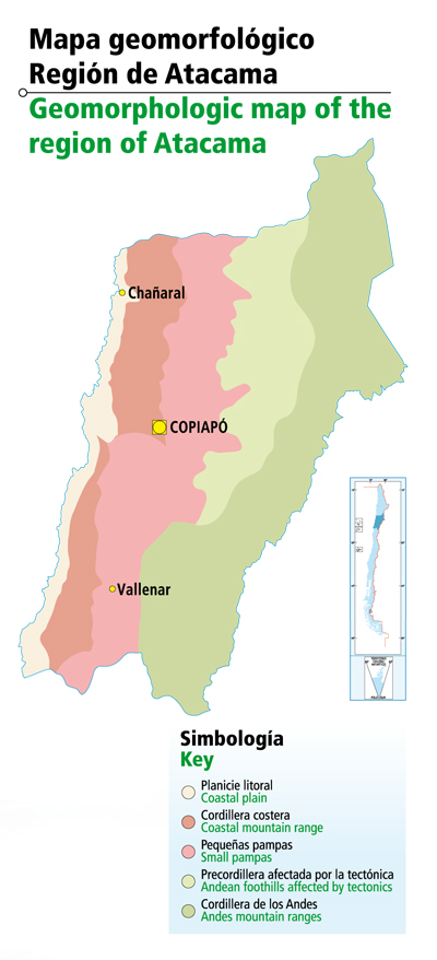 Mapa geomorfológico de la Región de Atacama