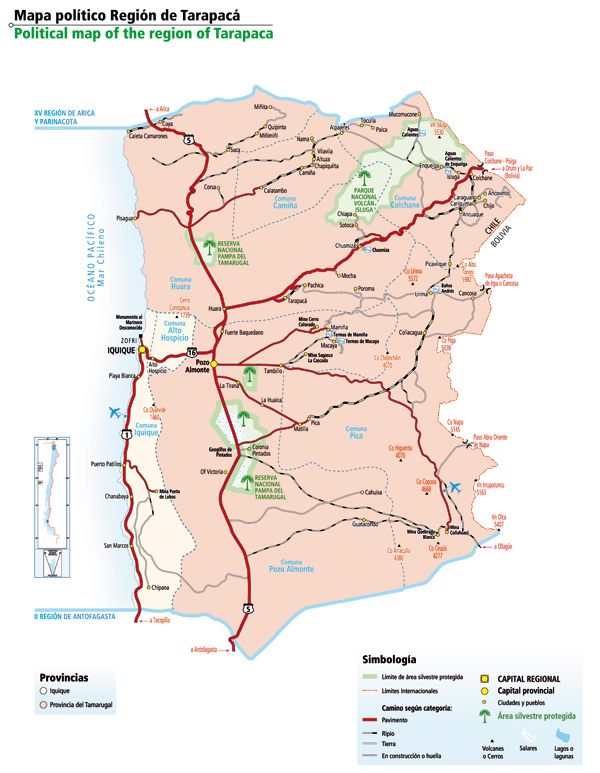 Mapa político de la Región de Tarapacá