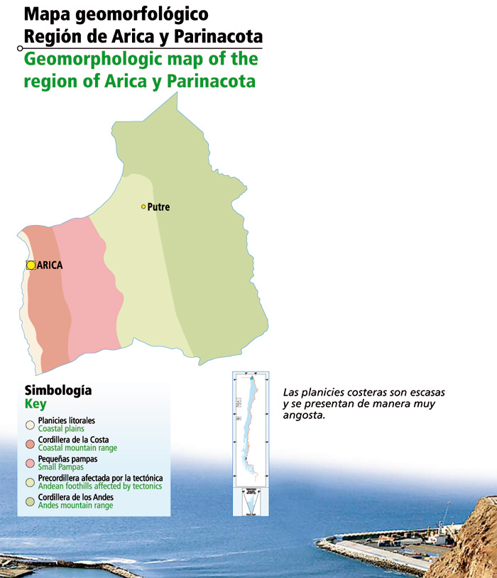 Mapa geomorfológico Región de Arica y Parinacota