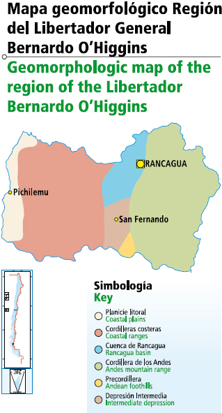 Mapa geomorfológico Región del Libertador General Bernardo O’Higgins