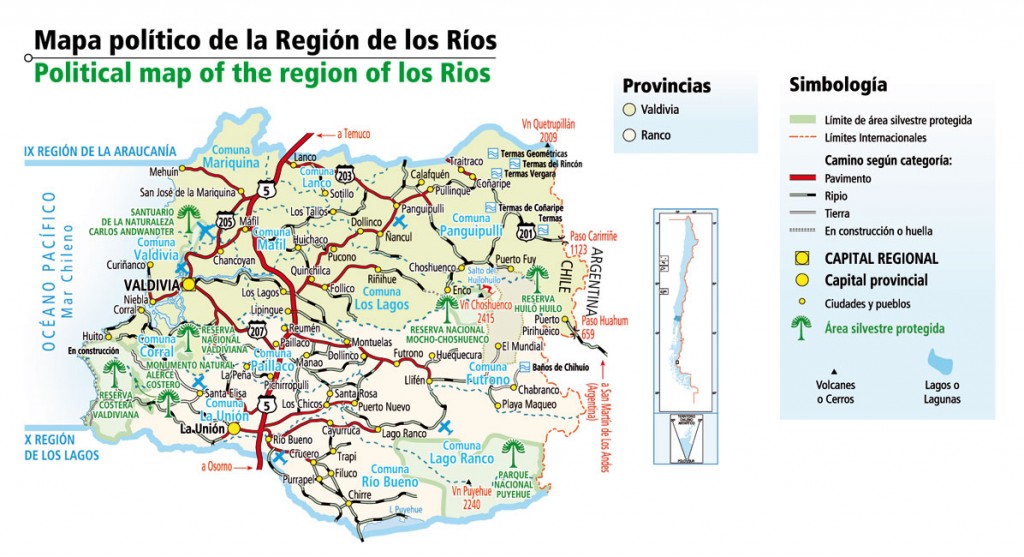 Mapa político de la Región de los Ríos