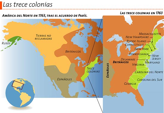 Trece colonias, en 1763
