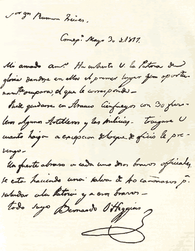 Carta de Bernardo O’Higgins a Freire (30 de mayo de 1811)