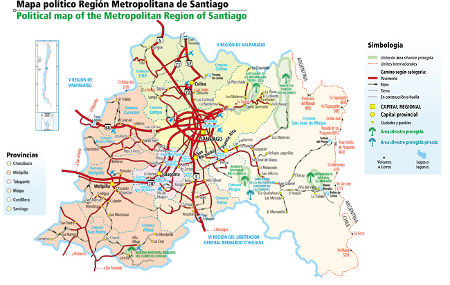 Mapa político de la Región Metropolitana