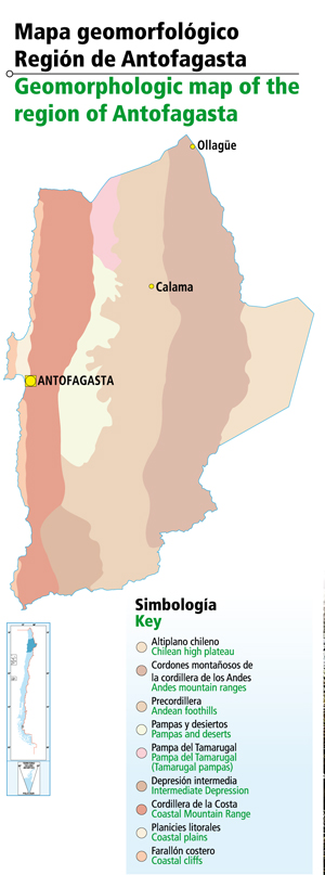 Mapa geomorfológico Región de Antofagasta
